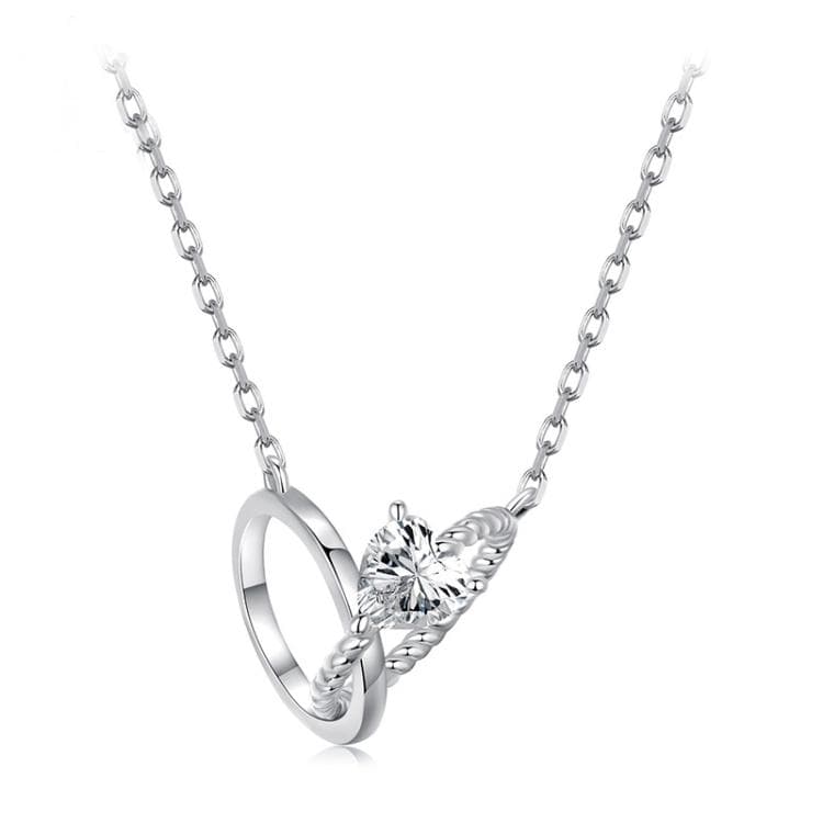 Collana doppio anello per coppia in argento sterling S925 placcato platino (SCN535)