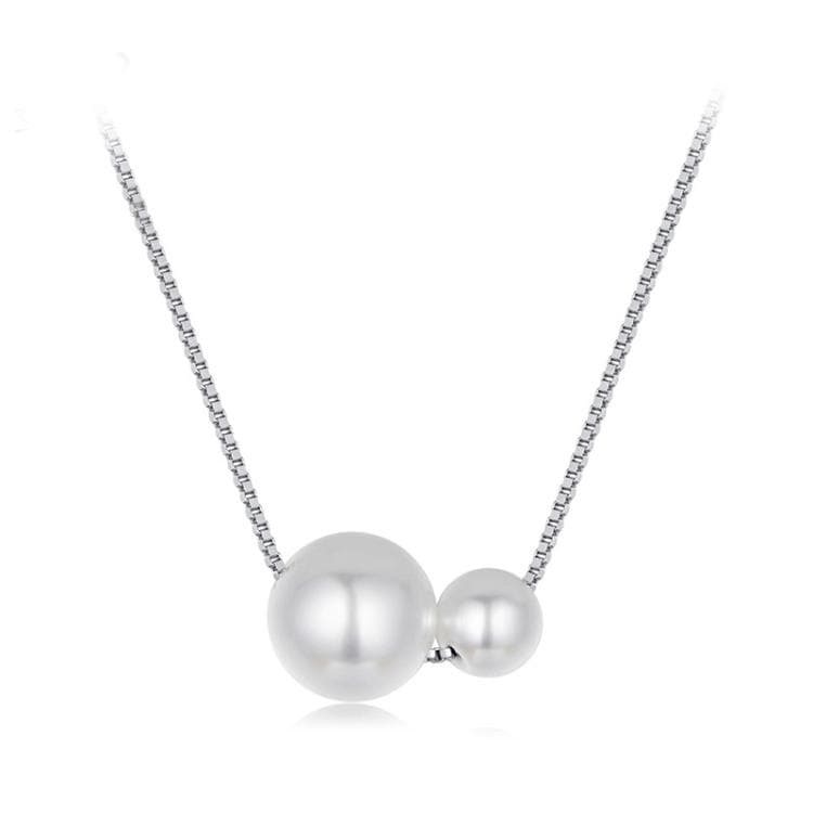 Collana di perle elegante in argento sterling S925 placcato platino con catena clavicolare regolabile (BSN429)