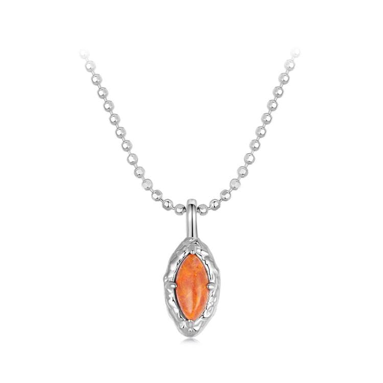 Collana elegante a clavicola in argento sterling S925 placcato platino con opale fiamma (BSN413)