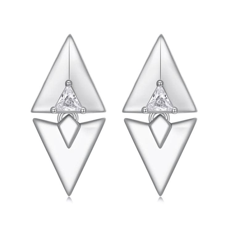 Orecchini a perno geometrici triangolari e quadrangolari in argento sterling S925 placcato platino (SCE1835)