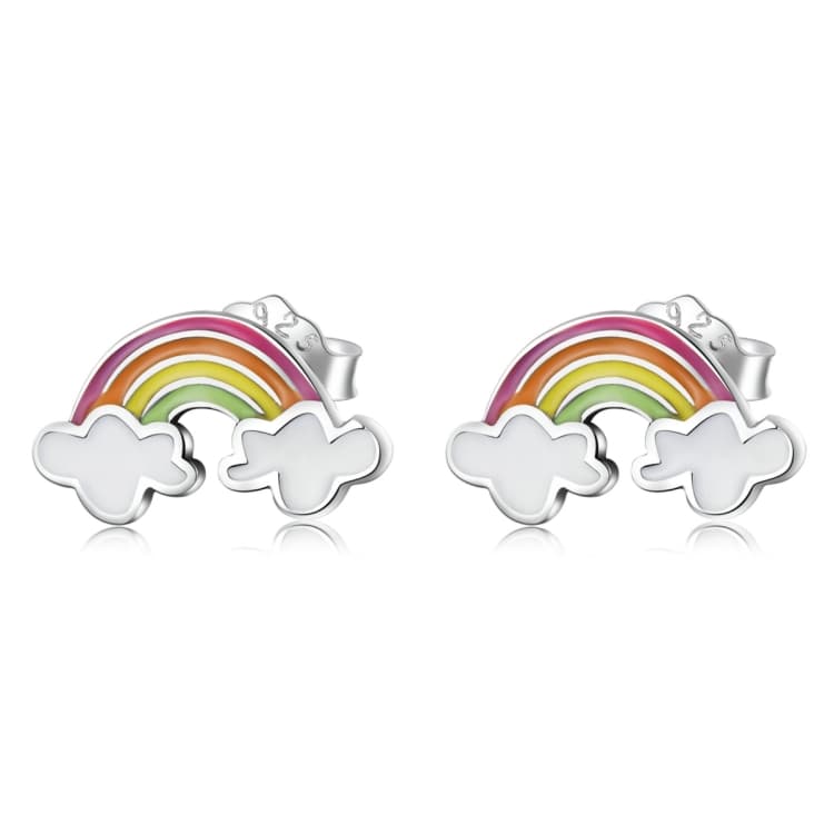S925 Sterling Silver Rainbow Cloud Ear Stud Women Earrings