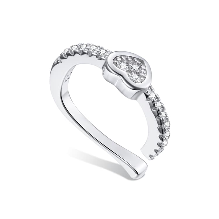 S925 Sterling Silver Silver Heart Ear Clip Women Earrings