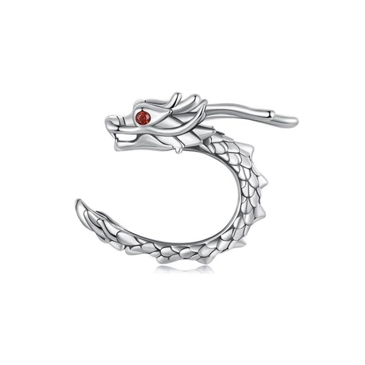 Orecchini a clip per orecchio a forma di drago con zirconi in argento sterling S925 (SCE1840)