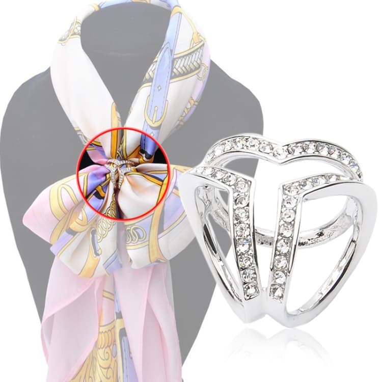 Scarf Buckle Accessories Brooch Simple Three Square Crystal Shawl(Silver)