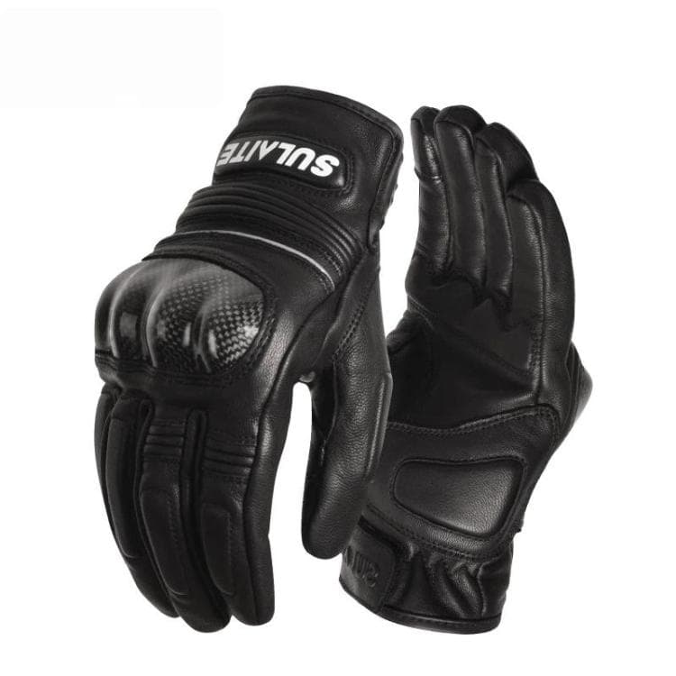 SULAITE Motorcycle Sheepskin Protective Breathable Full-Finger Gloves, Style: For Winter With Fleece Lining(XXL)