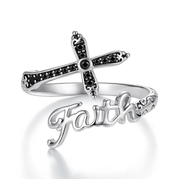 Vintage Cross Copper White Gold Plating Adjustable Ring(YIR309-E)