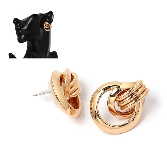Orecchino a cerchio in metallo punk vintage di tendenza per donna (Oro)