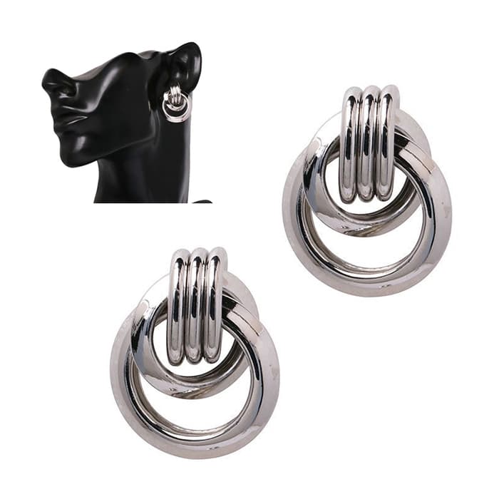 Orecchino a cerchio in metallo punk vintage di tendenza per donna (argento)