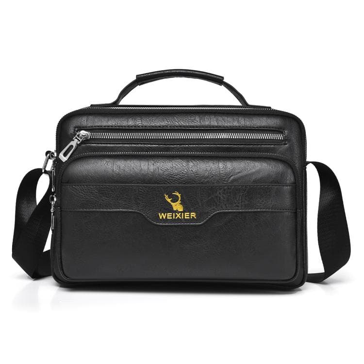 WEIXIER D1108 Men Business Retro Shoulder Bag Large Capacity Casual Waterproof PU Crossbody Bag(Black)
