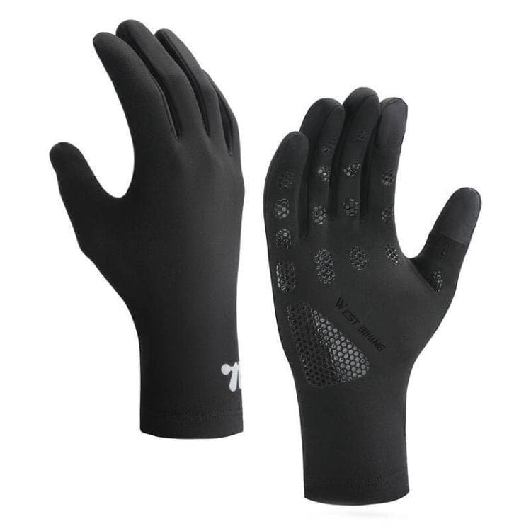 WEST BIKING Guanti Invernali per Bicicletta Touchscreen, Foderati in Pile, Termici a Dita Intere per Ciclismo su Strada (Nero)