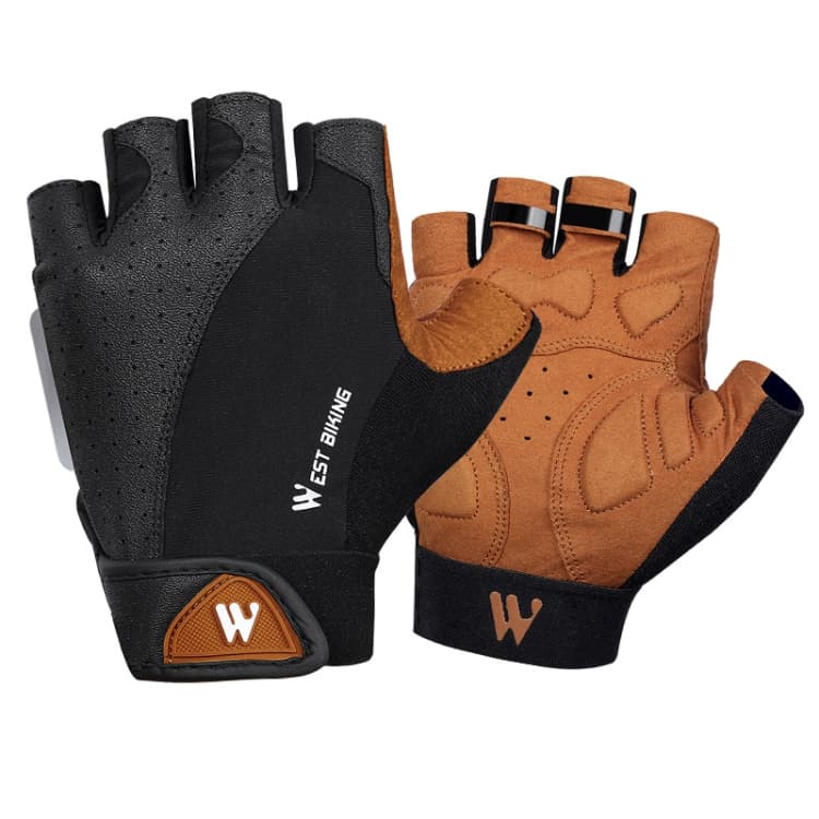 WEST BIKING YP0211196 Guanti da moto e bici antidisturbi con dita parziali, assorbimento degli urti, antiscivolo, attrezzatura per guida