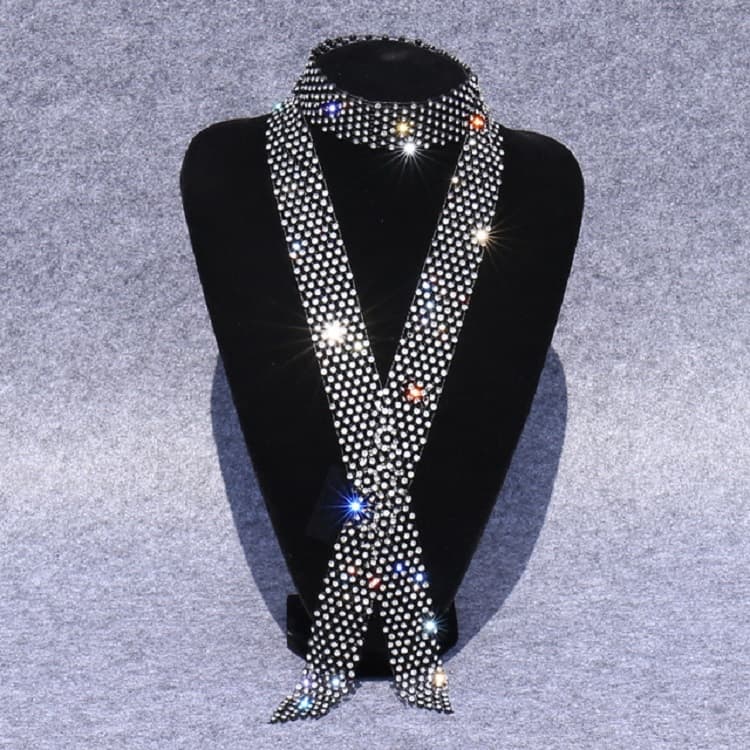 Diamante Bianco su Donna Nera Strass Paillettes Papillon Accessori Costume Danza