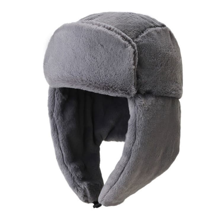 Winter Outdoor Pure Color Plush Warm Ear Cap Flight Cap, Hat Size:One Size(Gray)