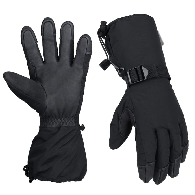 Guanti da sci invernali per uomo e donna, guanti da pala per sport all'aperto, stile: Cinque dita Nero(L)