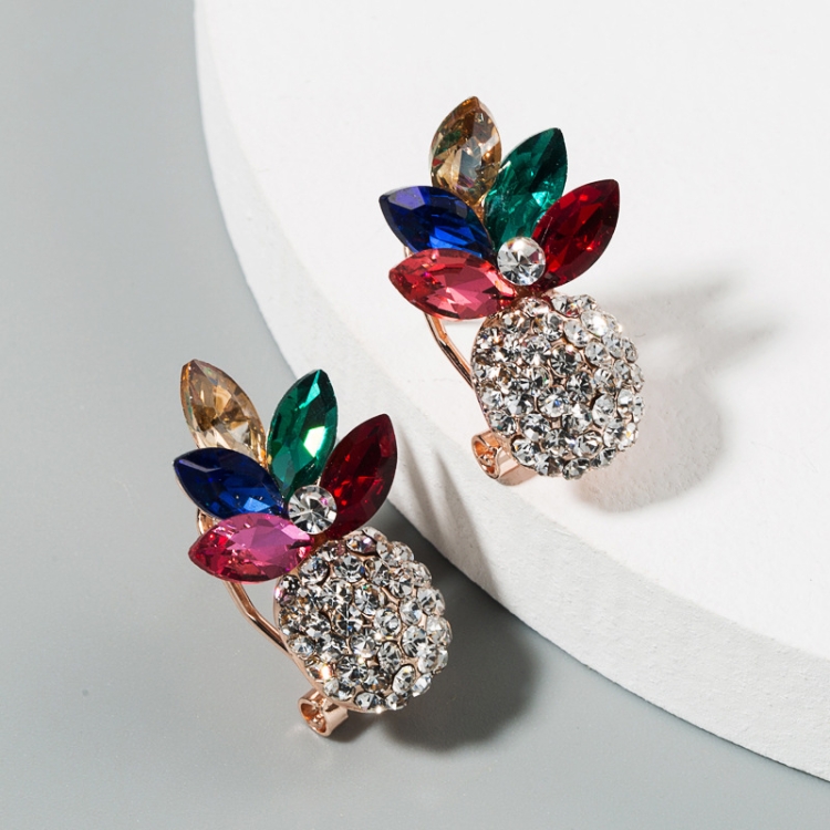 1 Pair Alloy Inlaid Colorful Rhinestone Pineapple Earrings(Color)