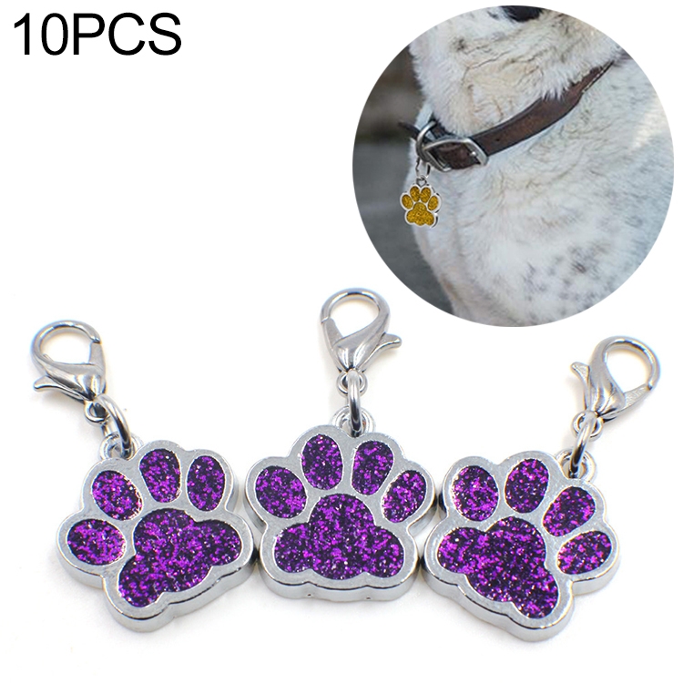 10 PCS Enamel Cat Dog Bear Paw Prints Key Chain Jewelry Making(Dark Purple)
