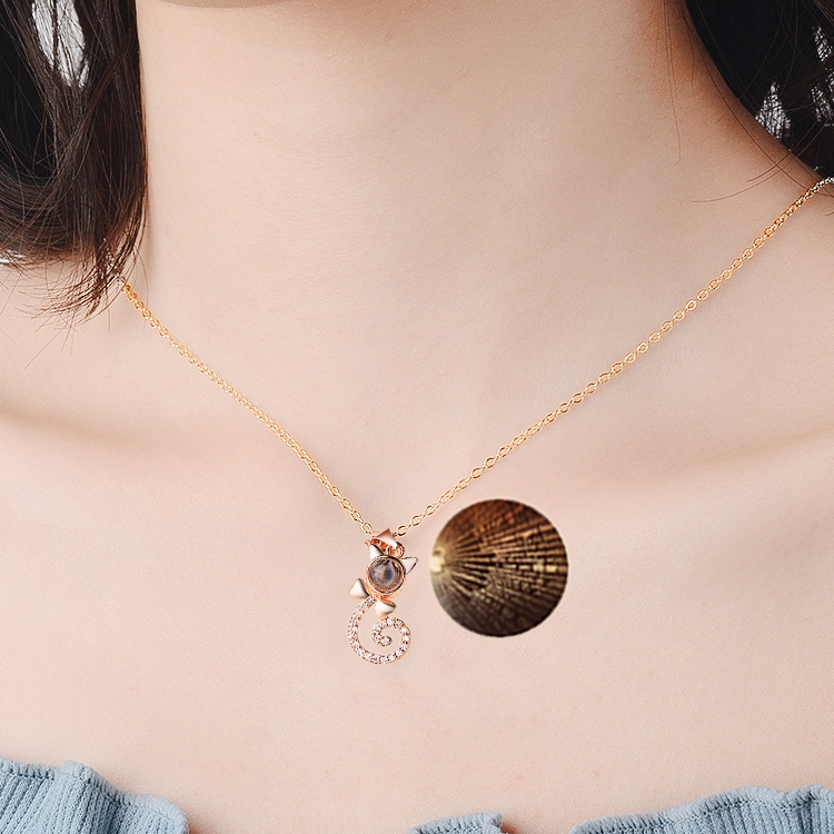 100 Language I love You Necklace Memory Projection Pendant Wedding Letter Necklace(Rose Gold)