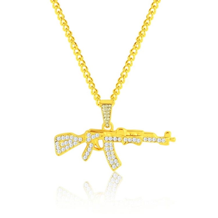 1010401102 AK47 Exaggerated Hip Hop Style Necklace Collarbone Chains
