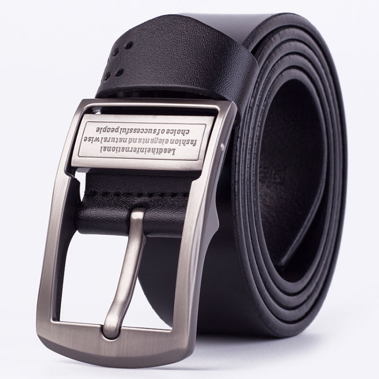 105cm Men Leather Pin Buckle Belt Retro Lacquered CowhideWaist Band(ZK-032 Black)