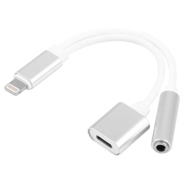 10cm 8 Pin Female & 3.5mm Audio Female to 8 Pin Male Charger Adapter Cable for iPhone 7 & 7 Plus, iPhone 6s & 6s Plus, iPhone 6 & 6 Plus, Support iOS 10.3.1 (Silver)