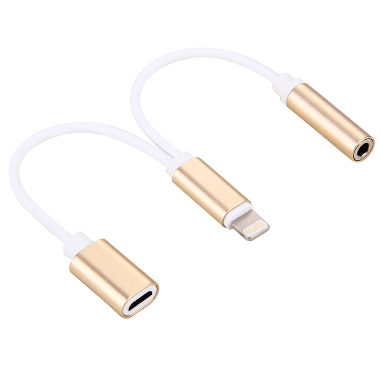 10cm Micro USB Female & 3.5mm Audio Female to 8 Pin Male Charger Adapter Cable for iPhone 7 & 7 Plus, iPhone 6s & 6s Plus, iPhone 6 & 6 Plus, Support Call Function, Not Support iOS 10.3.1 or Above Mobile Phones(Gold)