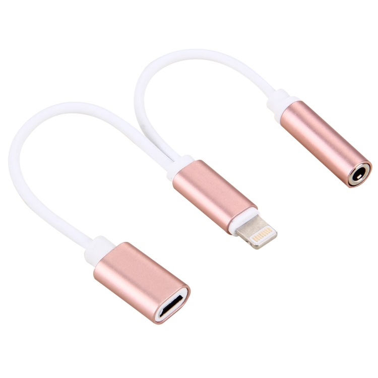10cm Micro USB Female & 3.5mm Audio Female to 8 Pin Male Charger Adapter Cable for iPhone 7 & 7 Plus, iPhone 6s & 6s Plus, iPhone 6 & 6 Plus, Support Call Function, Not Support iOS 10.3.1 or Above Mobile Phones(Rose Gold)