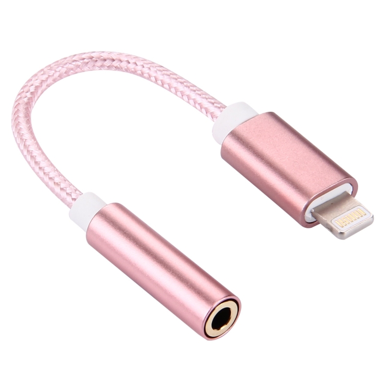 10cm Woven Style 8 Pin Male to 3.5mm Audio Female Adapter Cable for iPhone 7 & 7 Plus, Support Call Function, Not Support iOS 10.3.1 or Above Mobile Phones(Rose Gold)