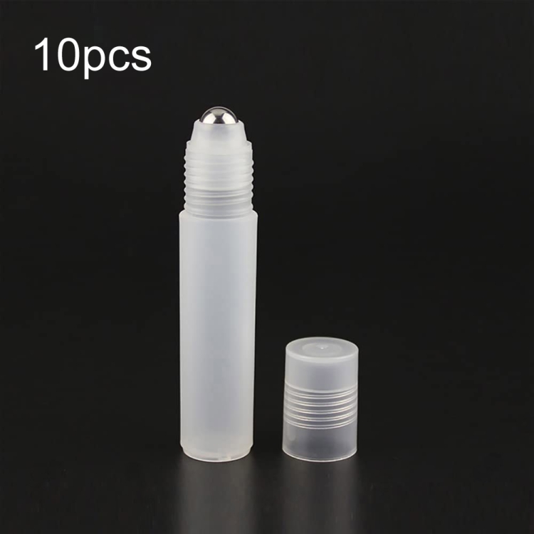 10ml 10pcs Frosted Roller Ball Empty Bottle Plastic Portable Perfume Roller Ball Bottle Essential Oil Dispenser Bottle(้ข็ )