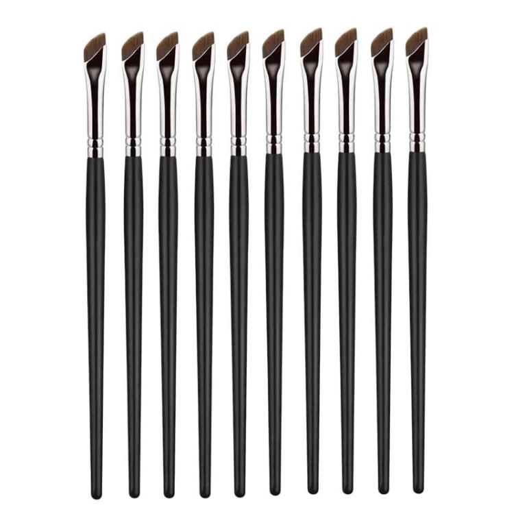 10pcs Angled Ultra-Fine Eyeliner Brush Aegyo-Sal Detail Makeup Brush, Style: Sickle Brown