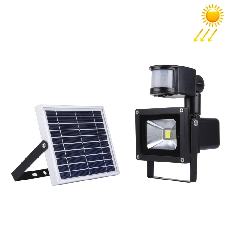 10W 900LM IP65 Waterproof LED Infrared Sensor Floodlight Lamp with Solar Panel(White Light)