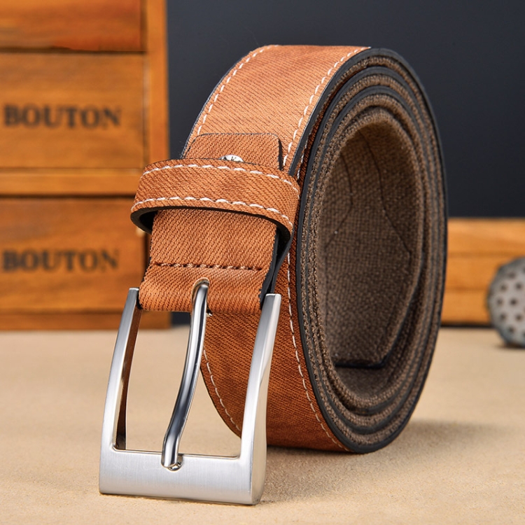 110cm Canvas Splicing Men Casual Belt Versatile Student Belt(Light Brown)