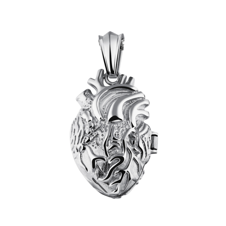 1168 Personalized Titanium Steel Cardiac Pendant Can Be Opened, Color: Steel Color Small Single Pendant