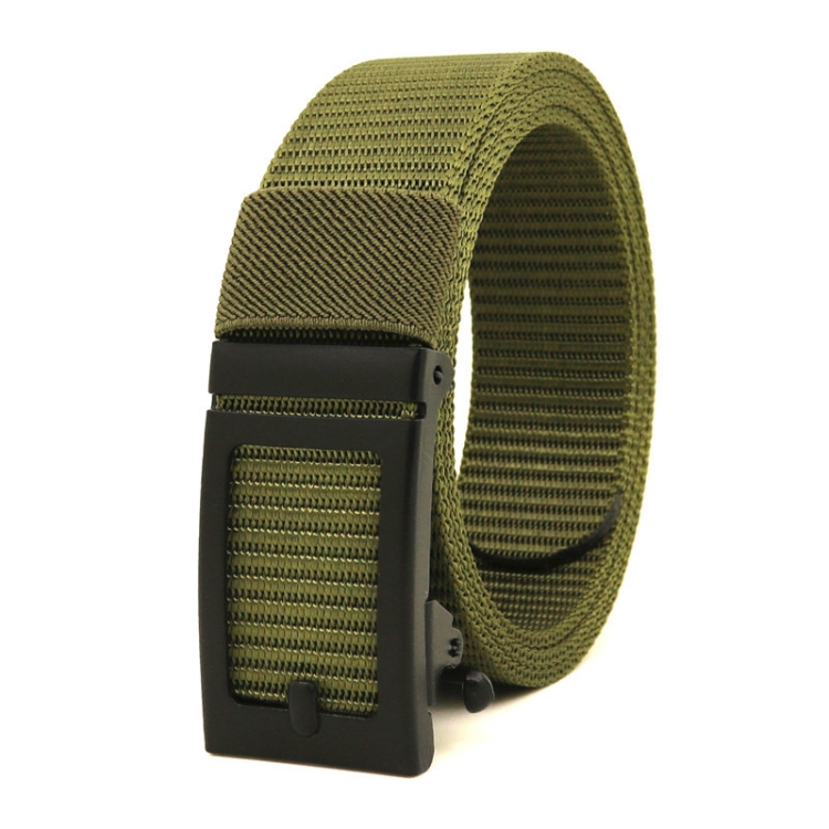 120cm Canvas Imitation Nylon Belt Automatic Buckle Casual Belt without Hole(Green)