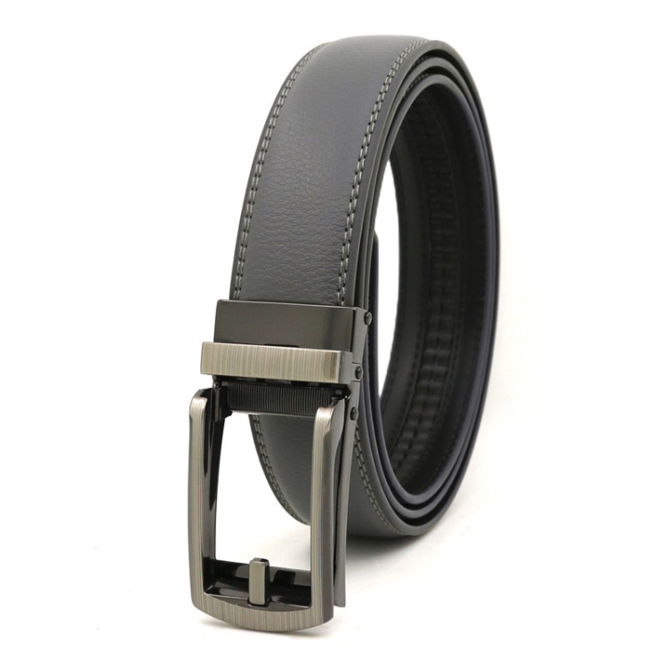 120cm Second Layer Cowhide Men Business Belt Automatic Buckle Belt(Grey)