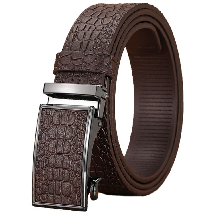 125cm Crocodile Pattern Leather Men Business Belt Without Buckle(Brown)