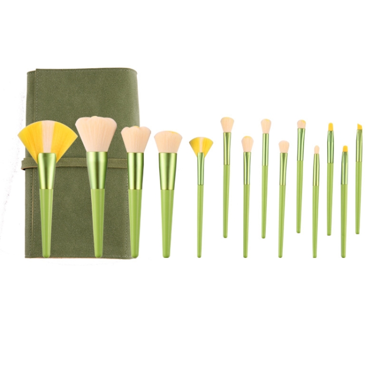 14-In-One Super Soft Hair Beauty Makeup Brush Set Loose Powder Brush Fan-Shaped Highlight Brush Concealer Brush, Style: With Brush Bag