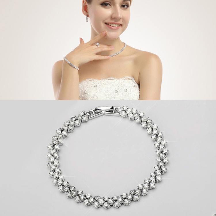 16cm Fashion Zircon Encrusted Roman Bracelets Platinum-plated Bracelet Jewelry