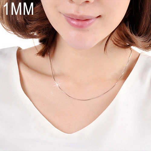 1MM Personality Fashion Silver Plated Snake Bone Chain(Silver length:16 inch)