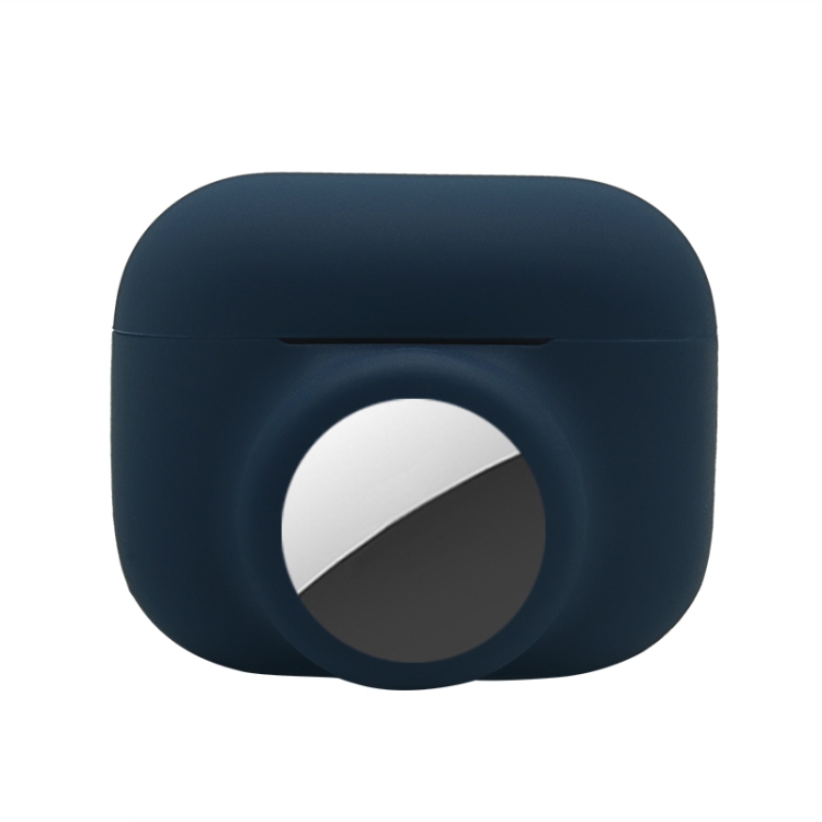 2 in 1 Shockproof Full Coverage Silicone Protective Case For AirPods Pro / AirTag 2nd Gen / AirTag 1st Gen(Dark Blue)