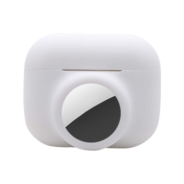2 in 1 Shockproof Full Coverage Silicone Protective Case For AirPods Pro / AirTag 2nd Gen / AirTag 1st Gen(White)