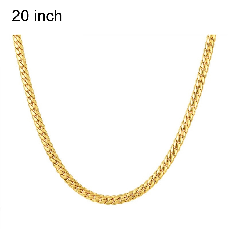 2 PCS 5mm Full Sideways Gold Plated Necklace Fashion Jewelry, Specification: 20 inch (50cm)
