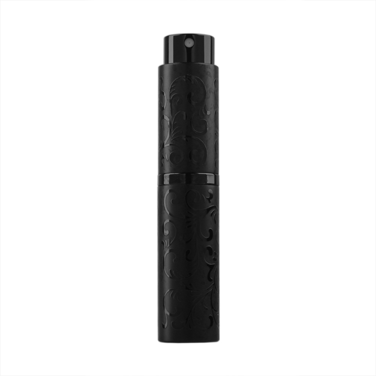 2 PCS Embossed Rotating Perfume Bottle Metal Discharge Bottle Sterilizing Alcohol Spray Bottle, Specification: 10ml(Black)