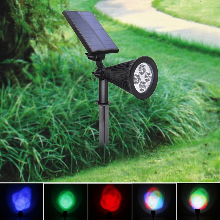 2W 4 LEDs Solar Power Light Control Sensor RGB Spotlight Lamp Outdoor Garden Landscape Lawn Light