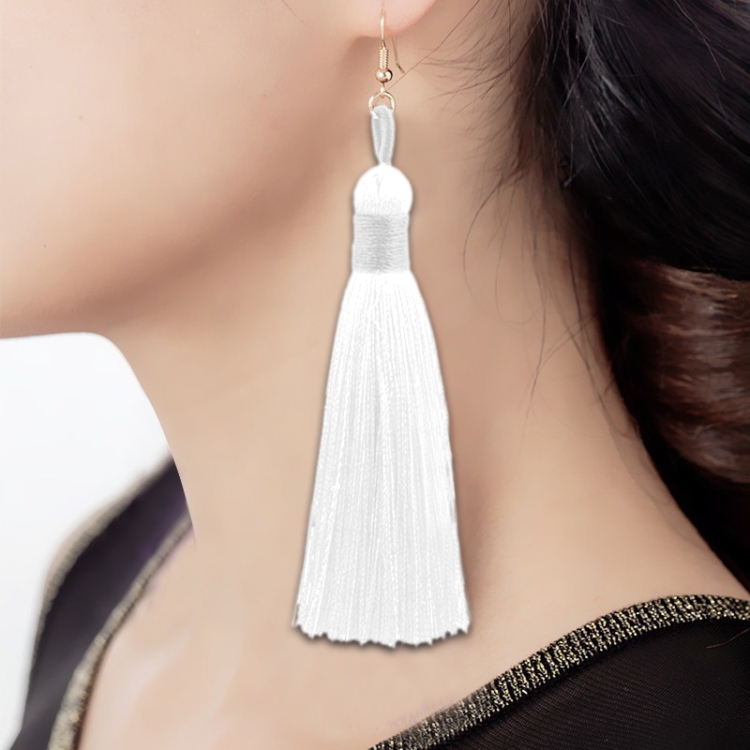 3 Pairs Women Boho Fashion Long Tassel Earrings(White)