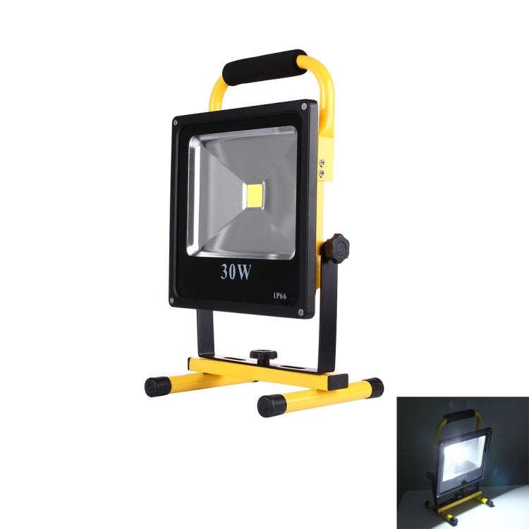 30W 2700LM IP66 Waterproof LED Rechargeable Slim Handheld Floodlight Lamp, AC 100-240V(White Light)