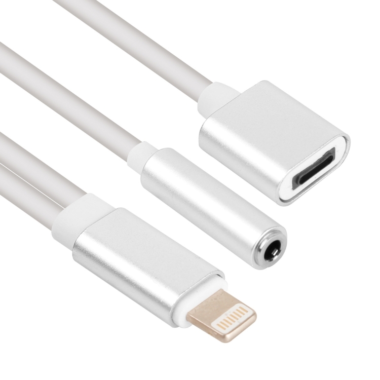 3.5mm & 8 Pin Female to 8 Pin Male Audio Adapter for iPhone 7 & 7 Plus, Not Support iOS 10.3.1 or Above Mobile Phones, Length: About 12cm(Silver)