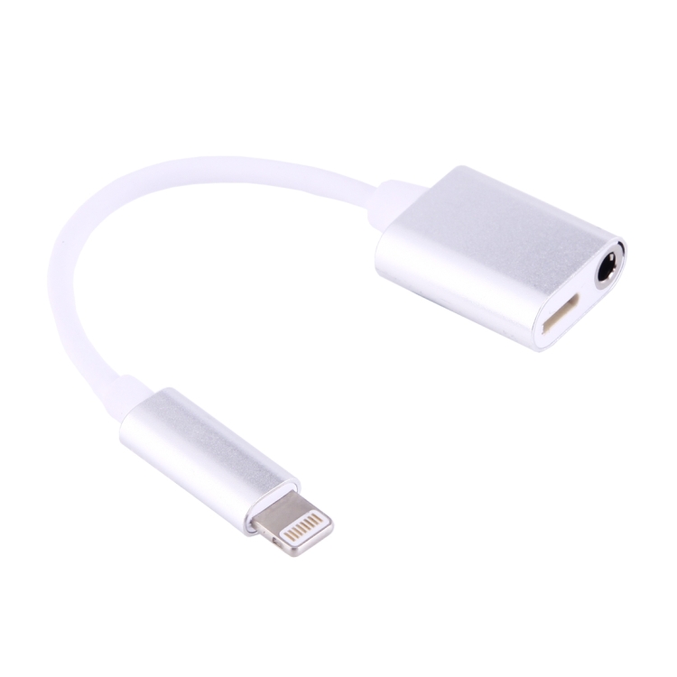 3.5mm Female + 8 Pin Female to 8 Pin Male Charging and Listening to Music Earphone Audio Adapter for iPhone 7, iPhone 6, iPhone 5, iPad, Not Support iOS 10.3.1 or Above Mobile Phones(Silver)