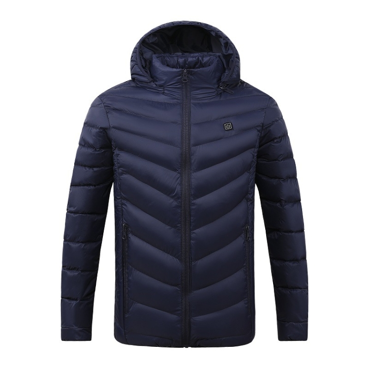 4 Zone Blue USB Winter Electric Heated Jacket Warm Thermal Jacket, Size: XXL