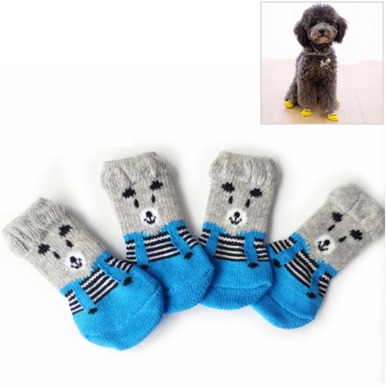 4pcs /Set Cute Puppy Dogs Pet Knitted Anti-slip Socks, Size:M (Bear)
