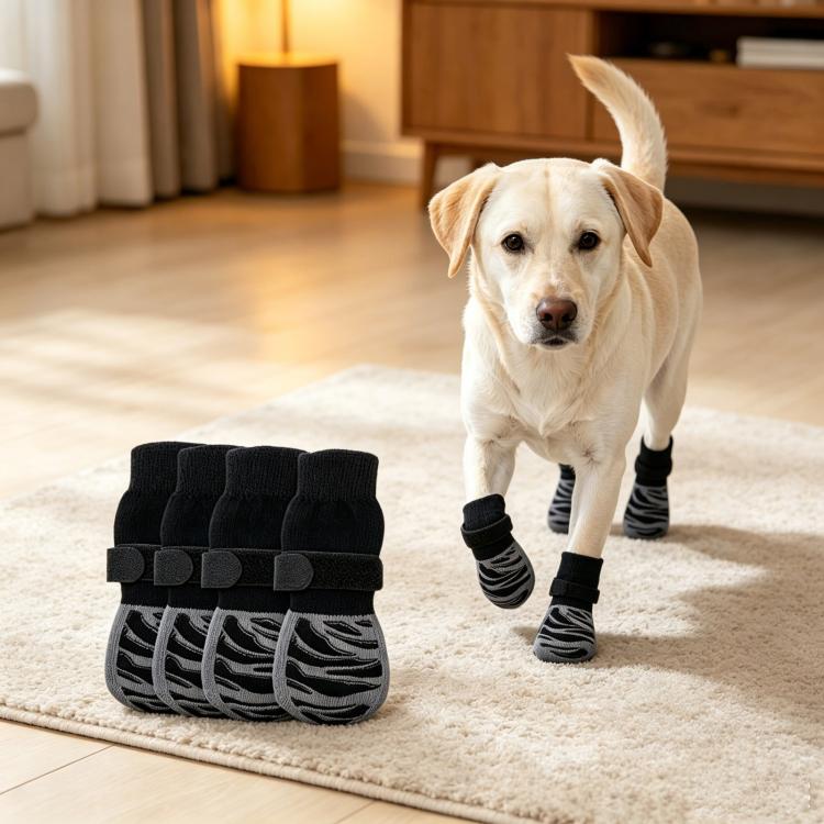 4pcs / Set Outdoor Silent Pet Socks For Medium & Large Dogs, Non-Slip Pet Paw Socks, Size: XL(Stripes)